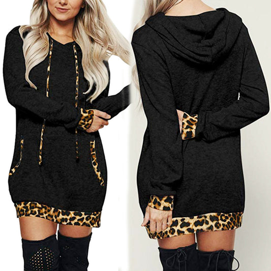 Women Hooded Warm Leopard Sweatshirt