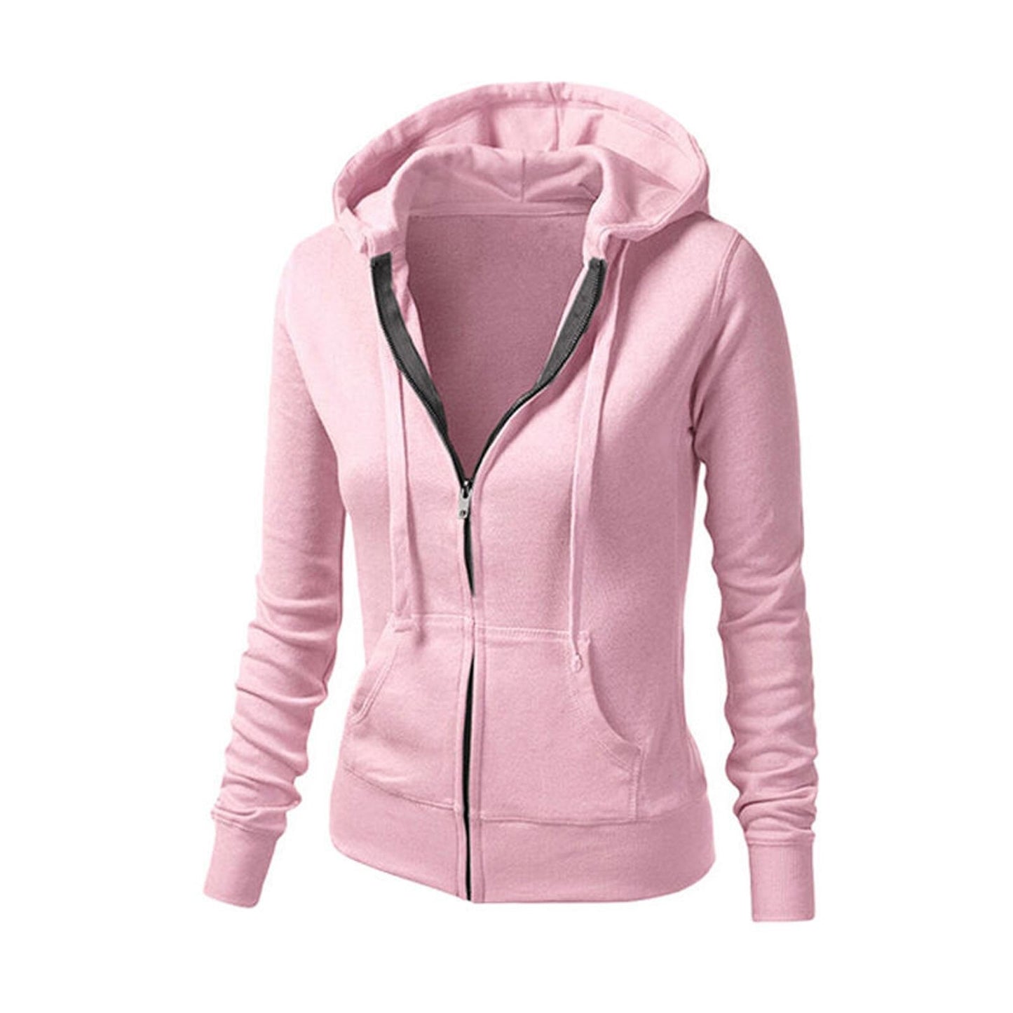 Women Hoodie Long Sleeve Sweatshirt Zip Up Top Pullover