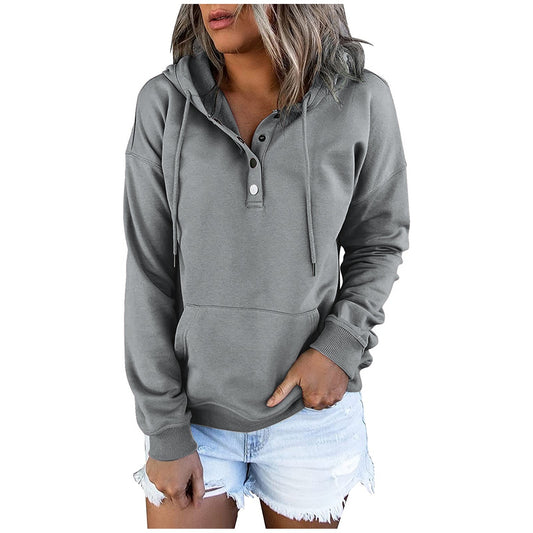 Casual Long Sleeve Hooded Pocket Sweatshirt -Women’s
