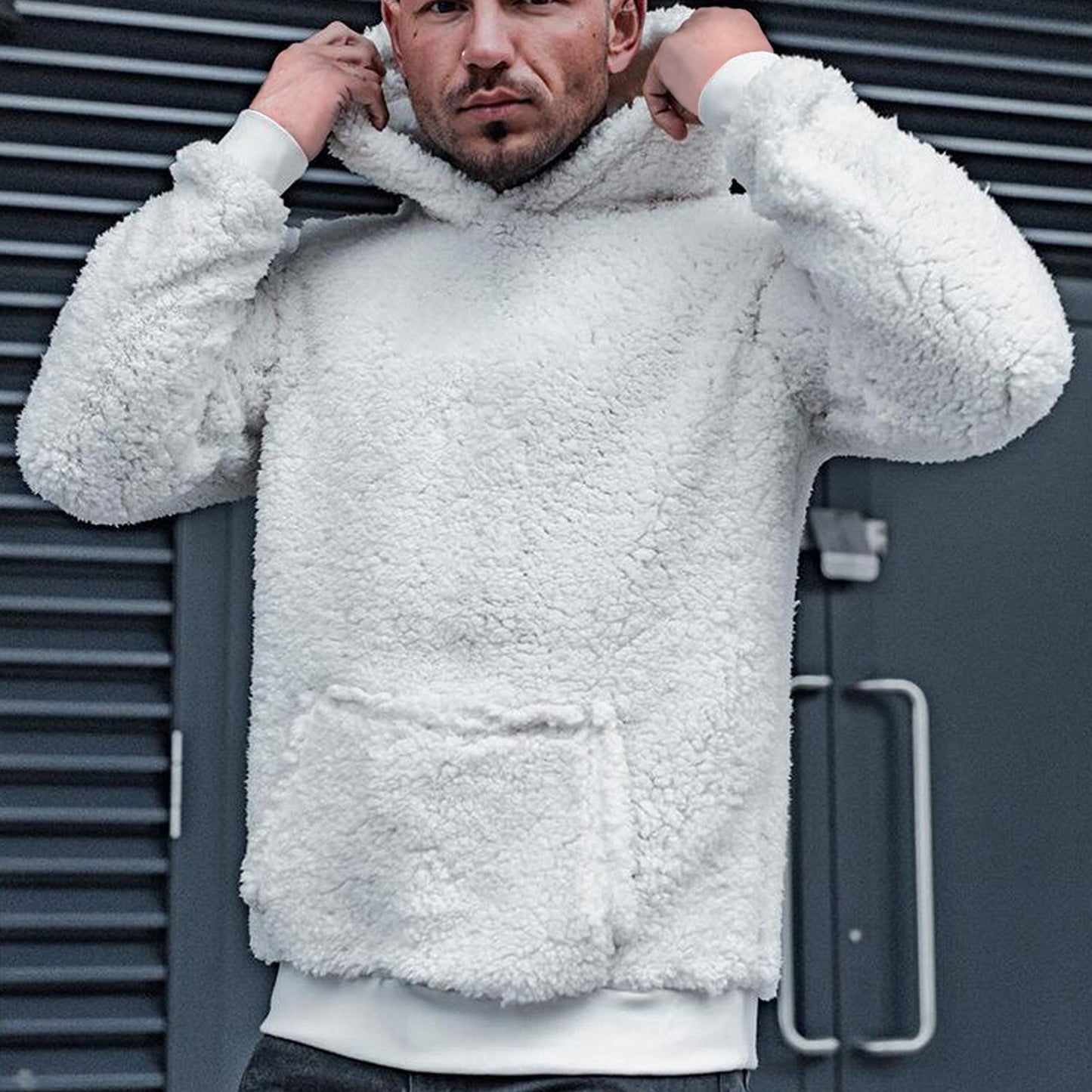 Long Sleeve Fluffy Fleece Sweatshirt -Men