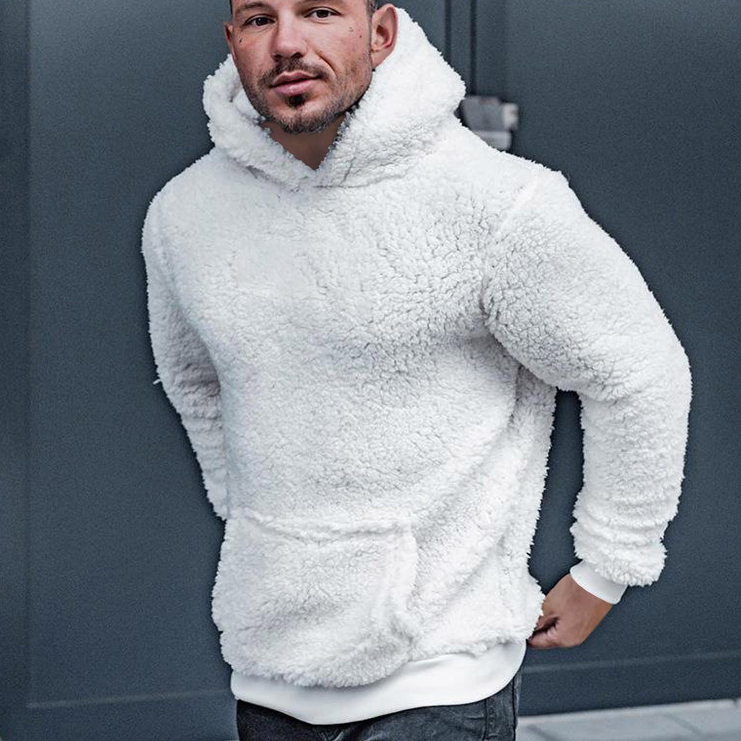 Long Sleeve Fluffy Fleece Sweatshirt -Men