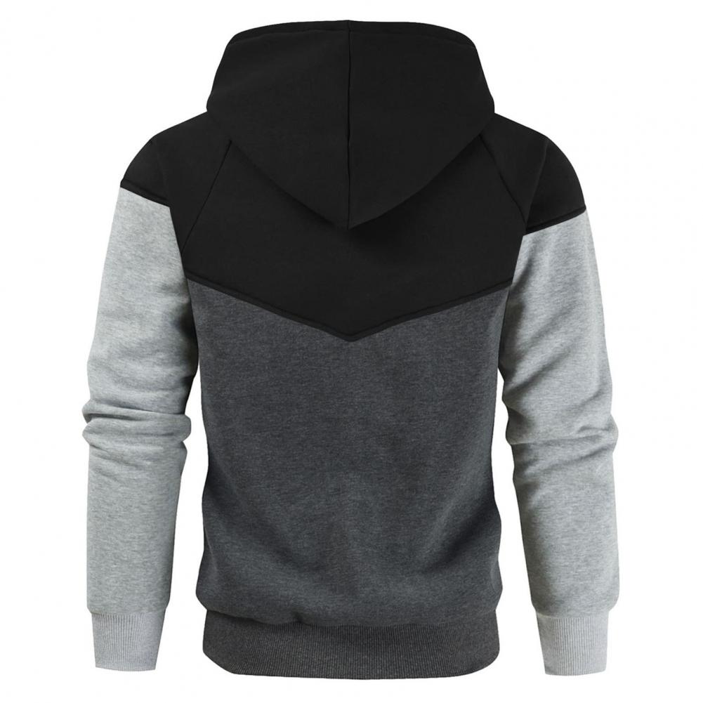 Sweatshirts Hooded Long Sleeves Contrast Colors Anti-pilling Drawstring-Men