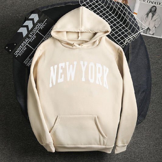 New York  Long-sleeved Hooded Sweatershirt -Women